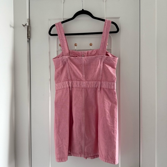 Mango pastel powder pink denim button mini dress - size 6 (Medium) - Picture 6 of 6
